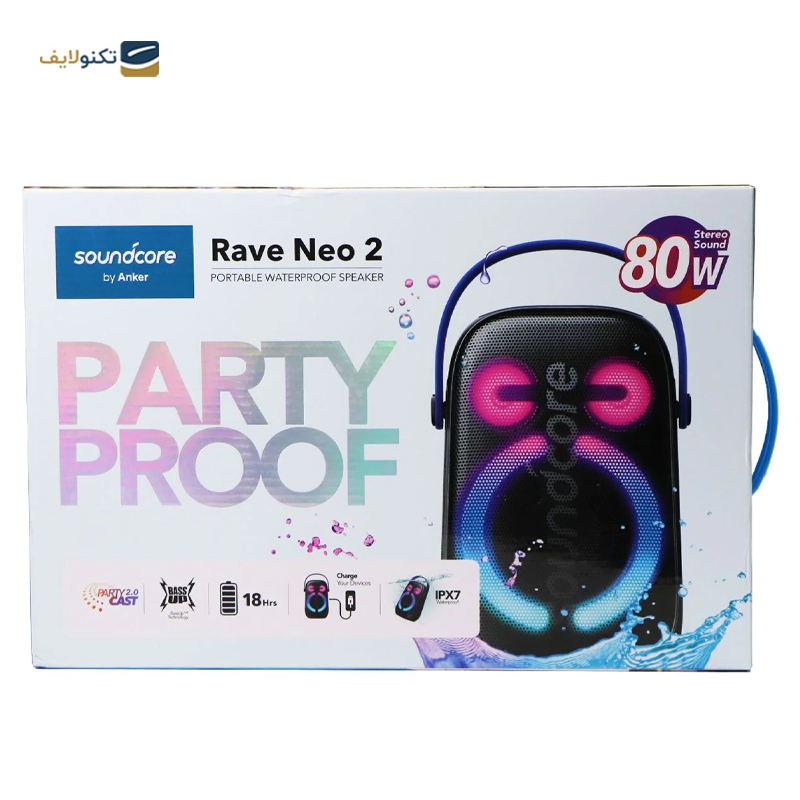 اسپیکر بلوتوثی قابل حمل انکر مدل SoundCore Rave Neo 2 - Anker SoundCore Rave Neo 2 portable Bluetooth speaker