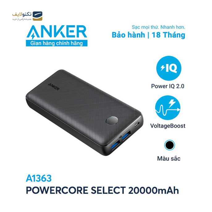 پاوربانک انکر مدل A1363 ظرفیت 20000 میلی آمپر ساعت - Anker A1363 20000mAh Power Bank