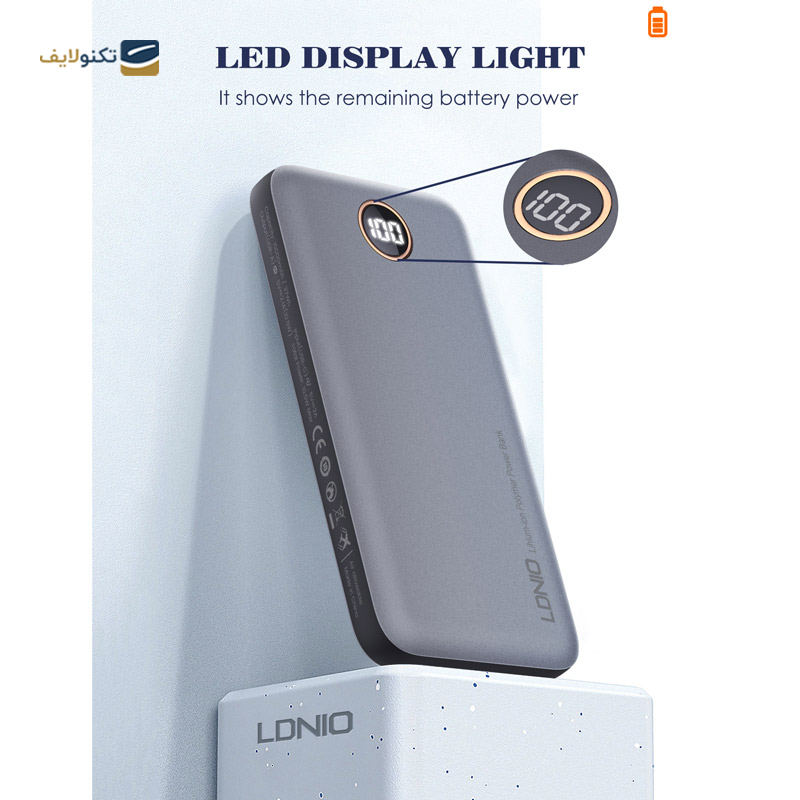 پاوربانک الدینیو مدل P10 ظرفیت 1۰۰۰۰ میلی آمپر ساعت - LDNIO P10 10000mah Power bank