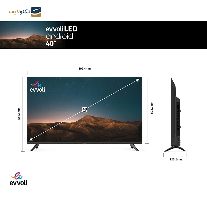 تلویزیون ایوولی LED سایز 40 اینچ مدل 40EV200DA - Evvoli 40-Inch Full HD Android Smart LED TV 40EV200DA