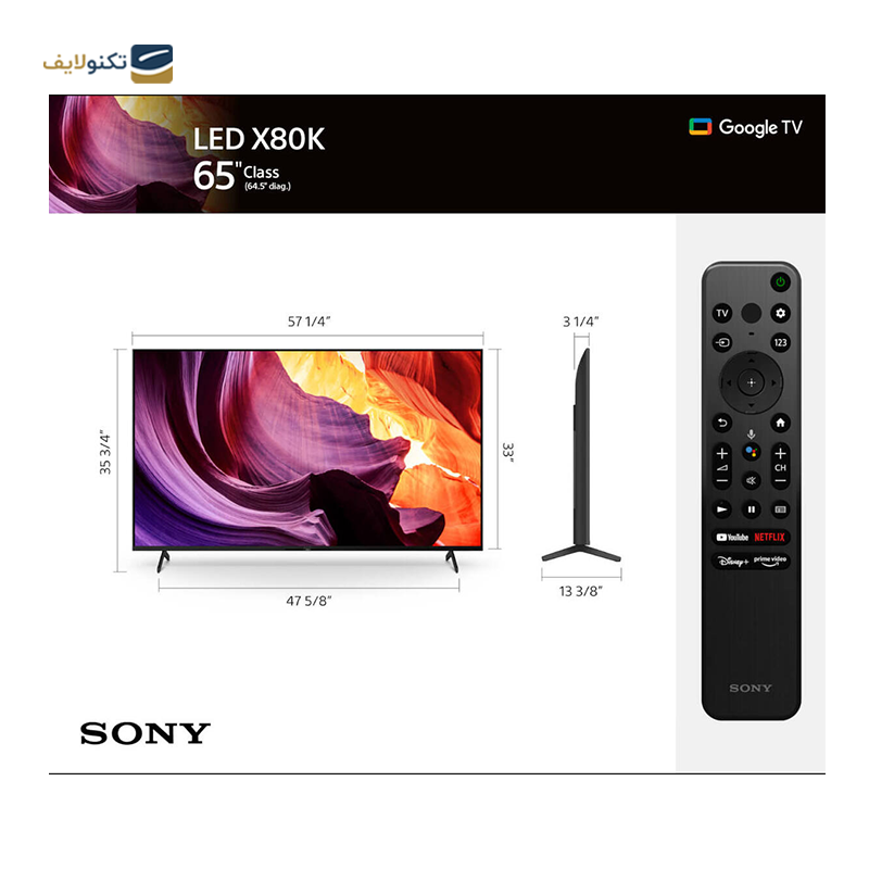 تلویزیون ال ای دی سونی مدل X80K سایز 65 اینچ - Sony X80K LED TV 65 inch